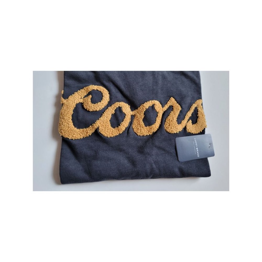 NWT Men's Coors Graphic Logo T-Shirt Crew Neck Black Cotton Jersey Relaxed Style